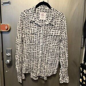 Black & White Heart Print Button front Boyfriend Shirt